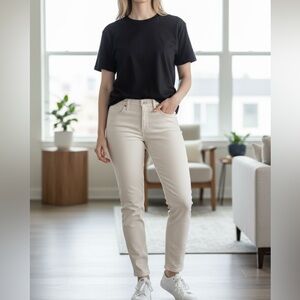 AG Adriano Goldschmied Cream Straight Leg Jeans